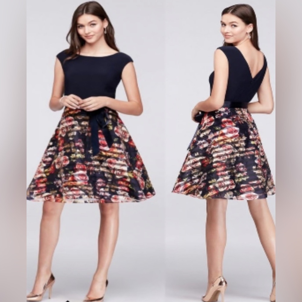 XL Navy Floral Midi Dress